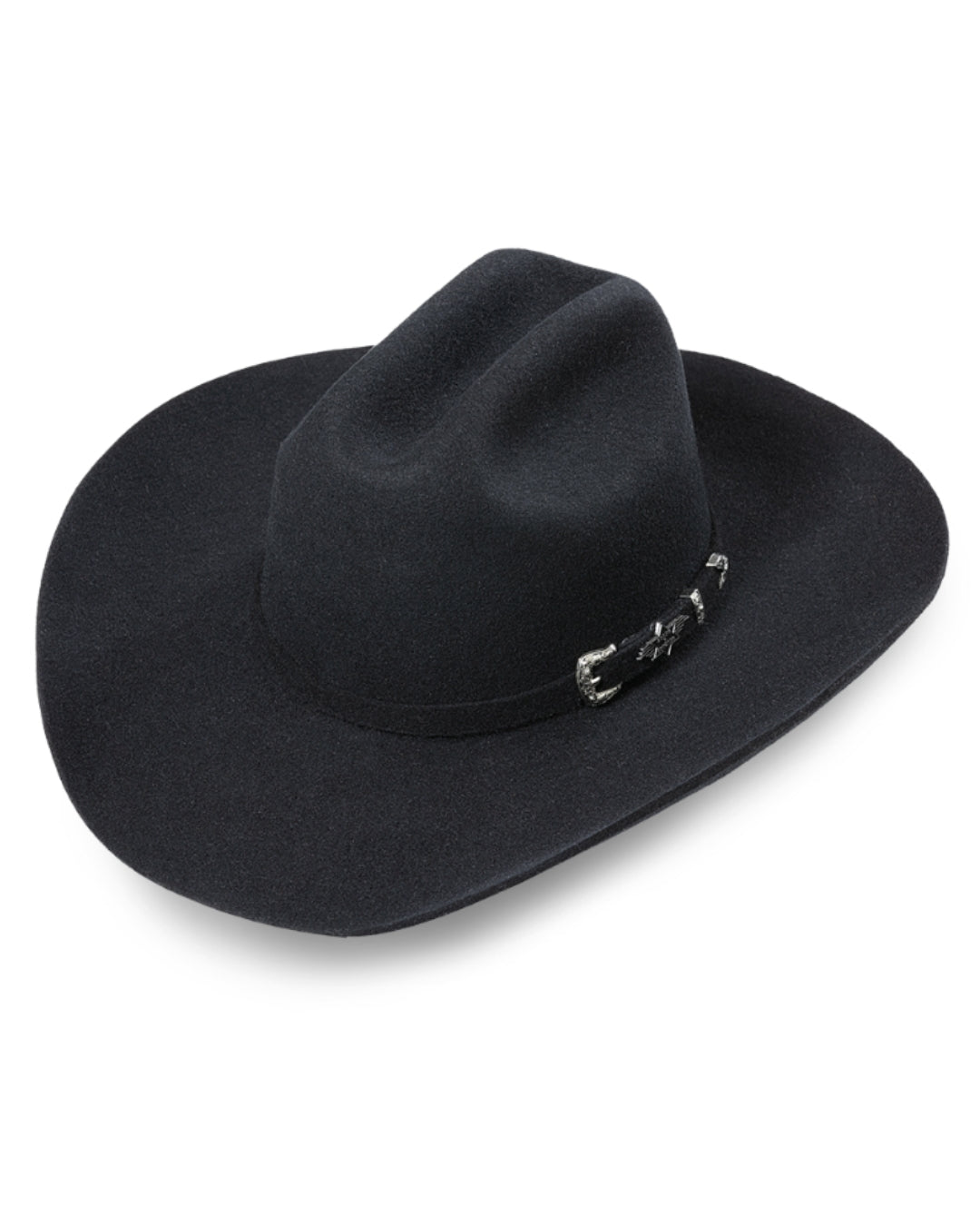 Front view of Houston Black Cowboy Hat by Stars & Stripes in wool felt