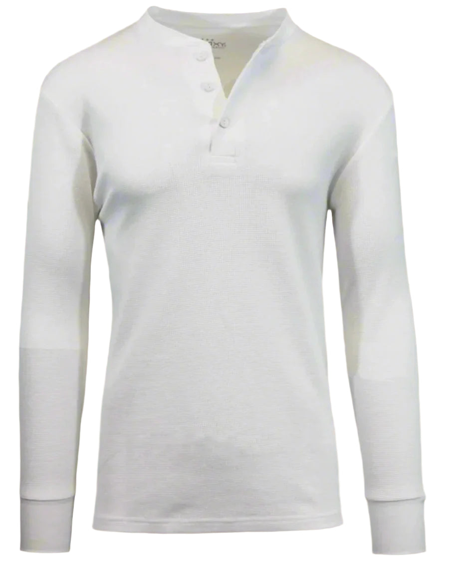 men's waffle kit henley top in white