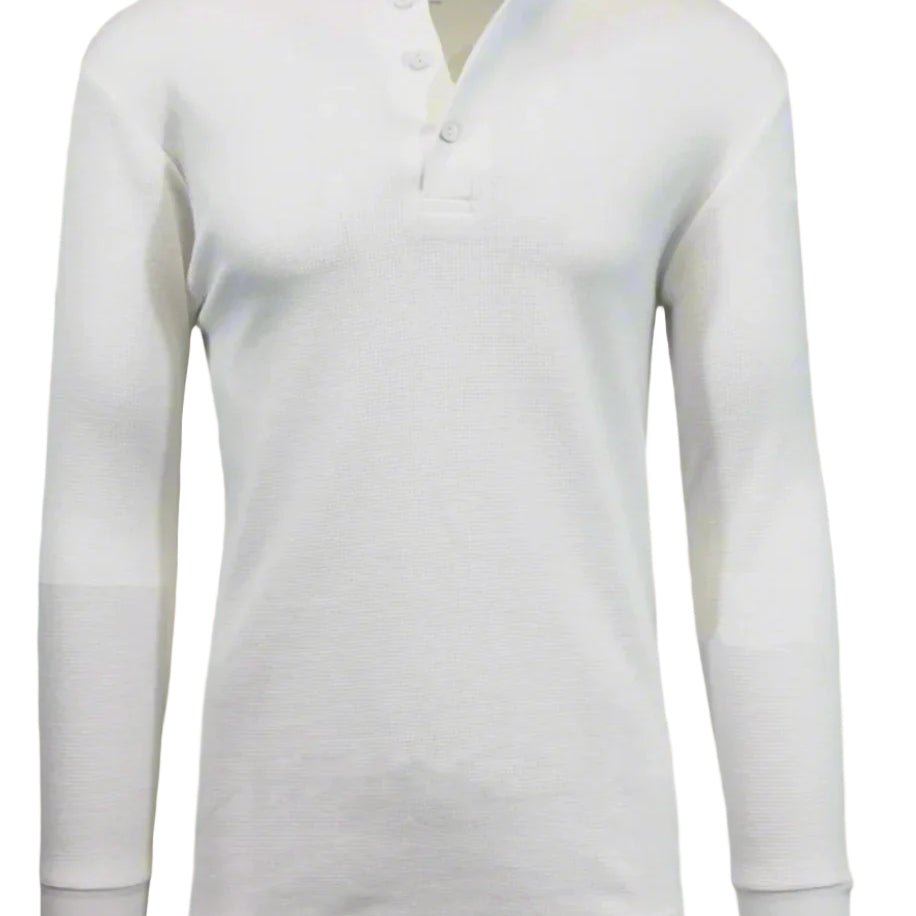 men's waffle kit henley top in white