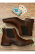 Side view of Ariat Booker Ultra Square Toe Western Boot in brown leather