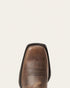 Close-up of the square toe on the Ariat Rambler Patriot boot with decorative stitching