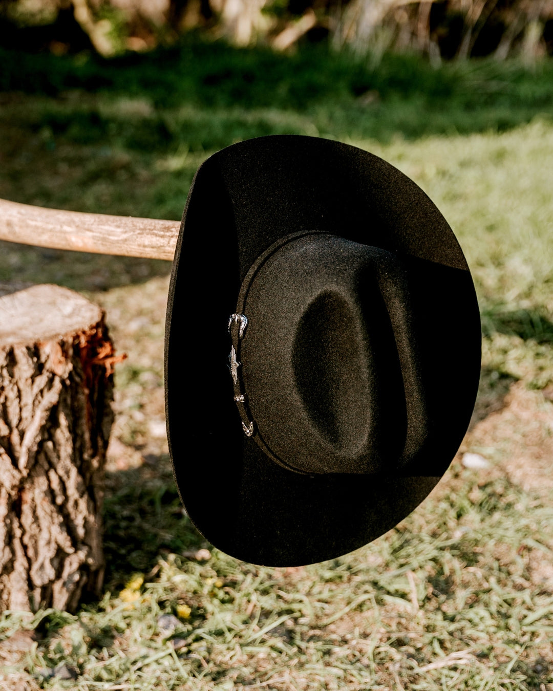 Top view of Houston Black Cowboy Hat by Stars & Stripes in wool felt
