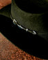 Close-up of the black hatband on the Houston cowboy hat