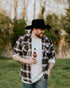 Side profile of black felt Houston cowboy hat with classic western crown